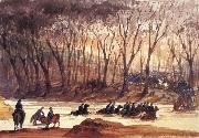 unknow artist Federal Cavalrymen Fording Bull Run oil painting on canvas